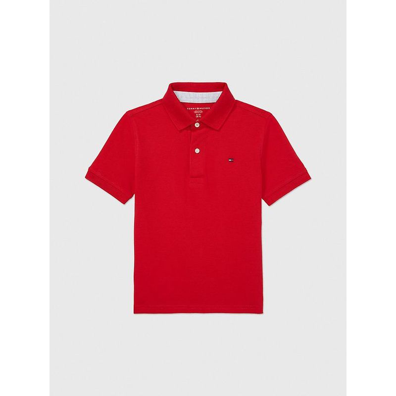 TOMMY HILFIGER - Polo De Niño Rojo Solido Con Logo Tommy Hilfiger