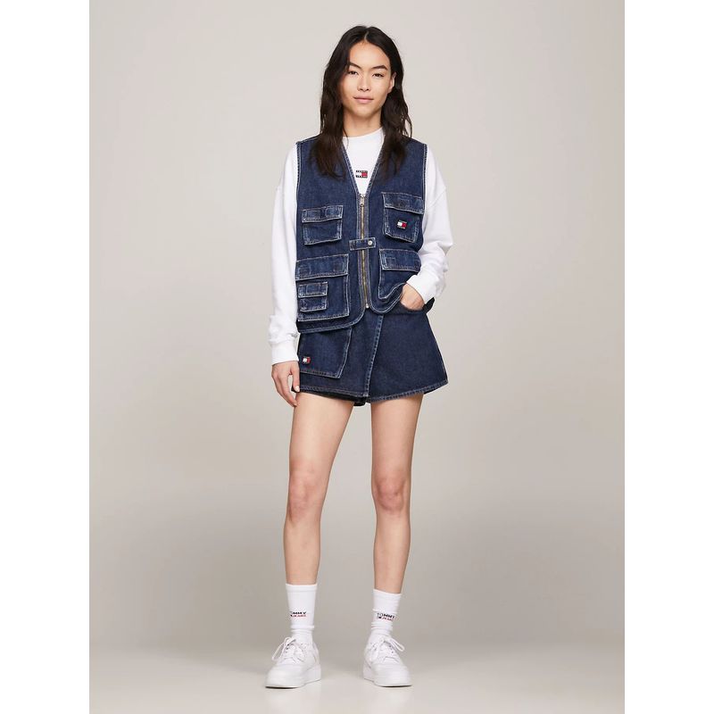 TOMMY HILFIGER - Falda Short De jeans de estilo funcional Para Mujer Tommy Jeans