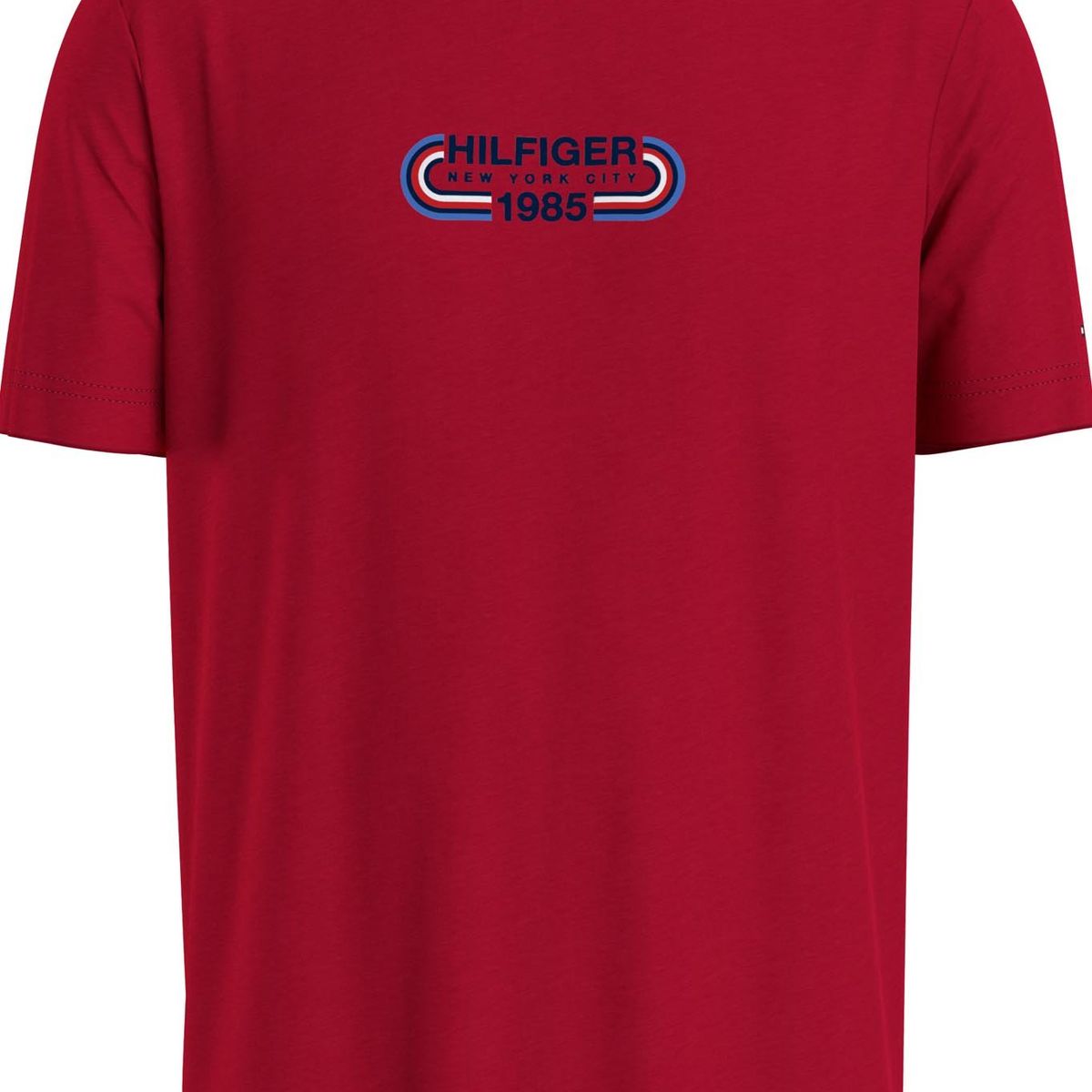 TOMMY HILFIGER - Camiseta roja de cuello redondo con logo Archive Tommy Hilfiger