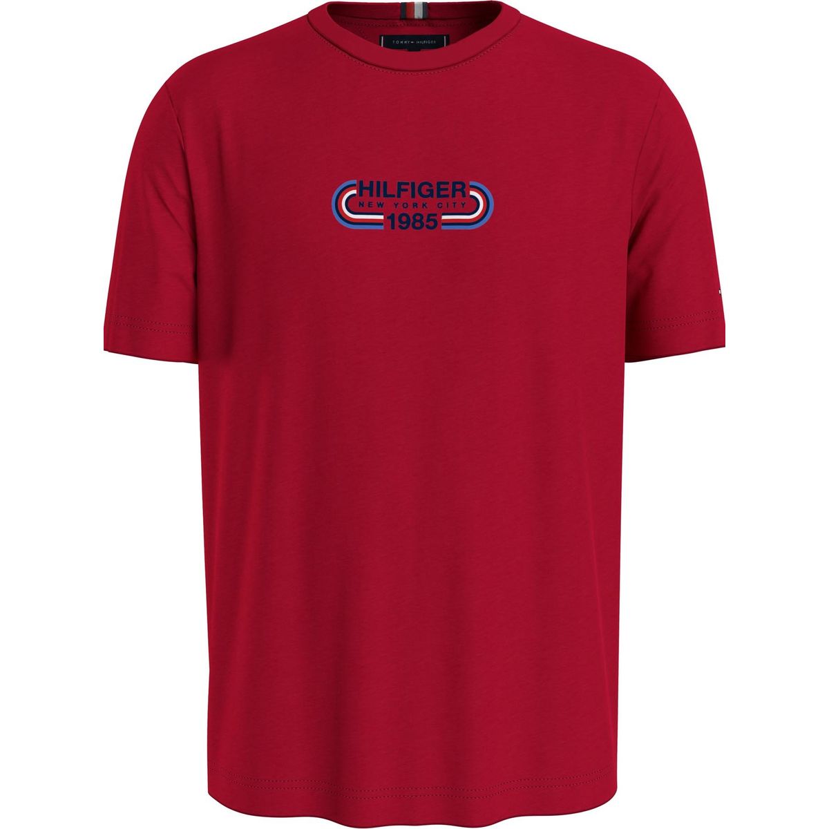 TOMMY HILFIGER - Camiseta roja de cuello redondo con logo Archive Tommy Hilfiger