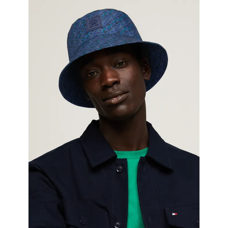 TOMMY HILFIGER - Sombrero Azul de pescador TH Monogram de sarga Tommy Hilfiger