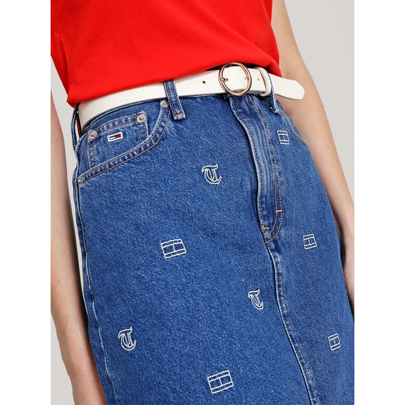 TOMMY HILFIGER - Falda azul denim estampada Tommy Jeans