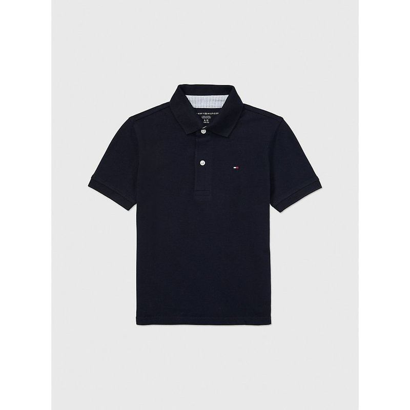 TOMMY HILFIGER - Polo De Niño Azul Solido Con Logo Tommy Hilfiger