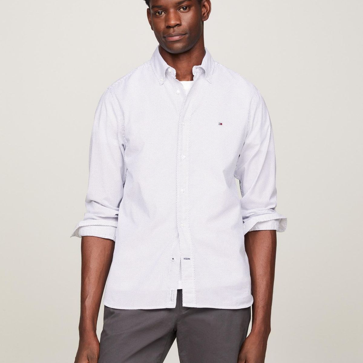 TOMMY HILFIGER - Camisa blanca con estampado geométrico core flex Tommy Hilfiger