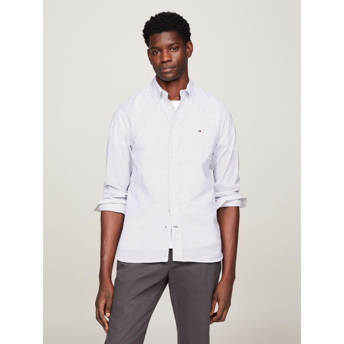 TOMMY HILFIGER - Camisa blanca con estampado geométrico core flex Tommy Hilfiger