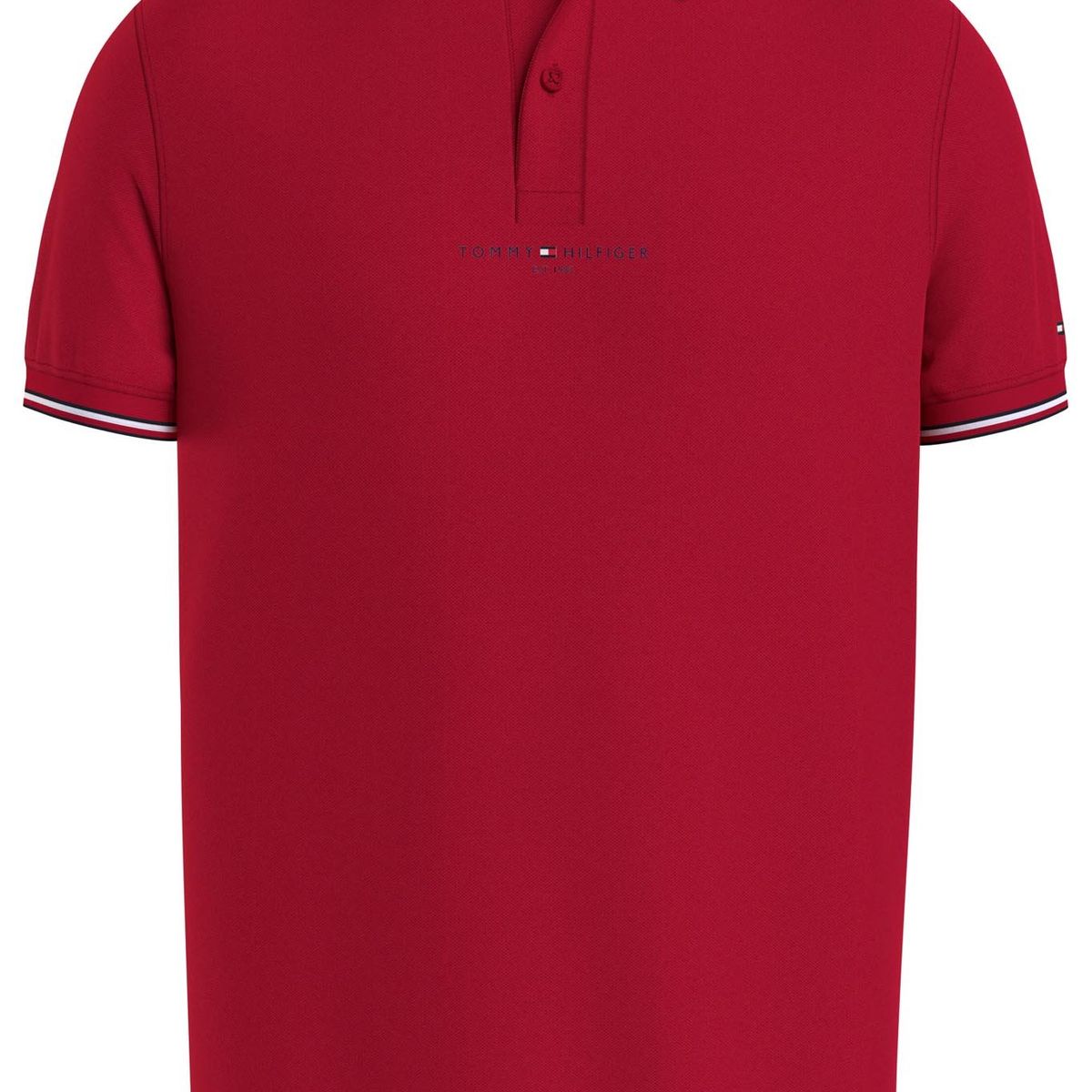 TOMMY HILFIGER - Polo rojo con mangas ribeteadas y logo Tommy Hilfiger