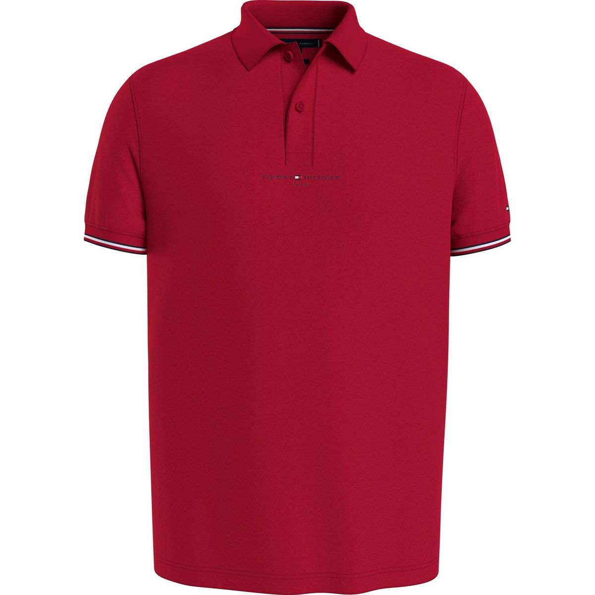 TOMMY HILFIGER - Polo rojo con mangas ribeteadas y logo Tommy Hilfiger