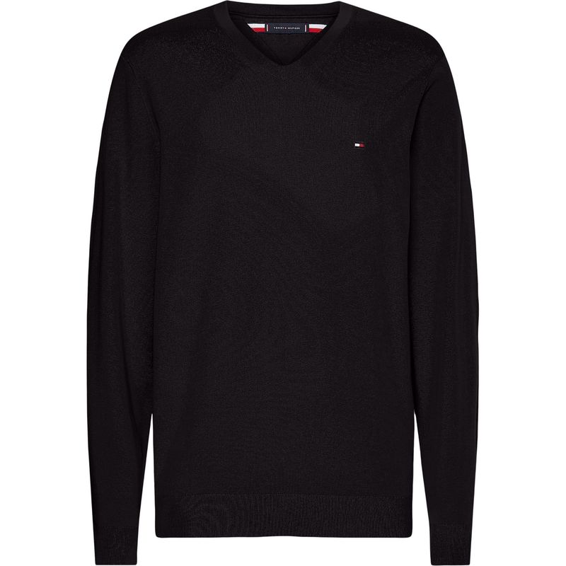 TOMMY HILFIGER - Saco negro essential de cuello v Tommy Hilfiger