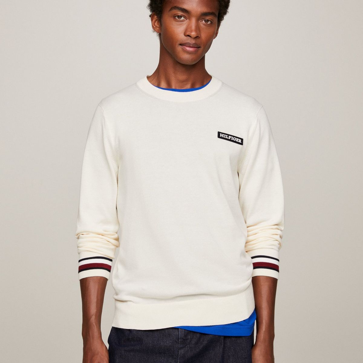 TOMMY HILFIGER - Saco blanco Global Stripe con logo Tommy Hilfiger