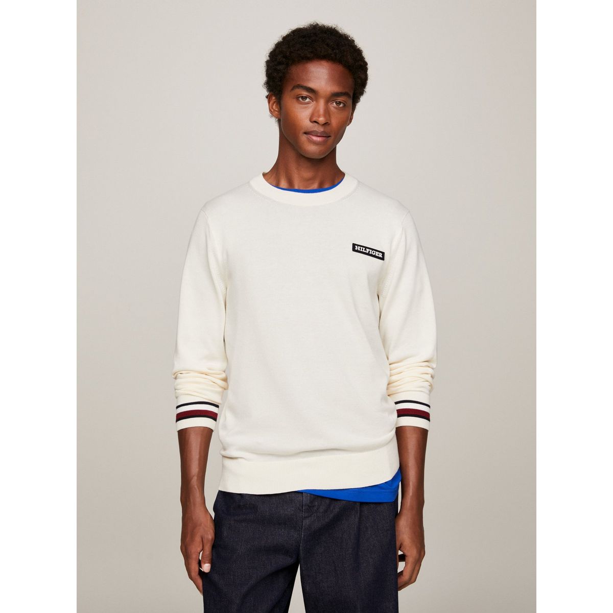 TOMMY HILFIGER - Saco blanco Global Stripe con logo Tommy Hilfiger