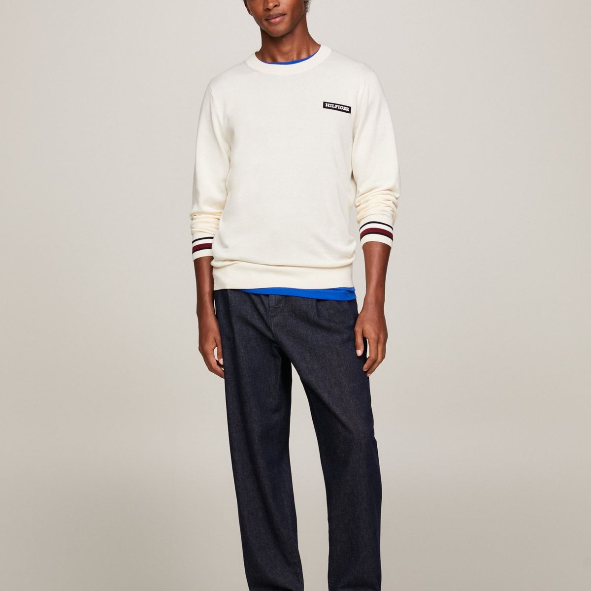 TOMMY HILFIGER - Saco blanco Global Stripe con logo Tommy Hilfiger