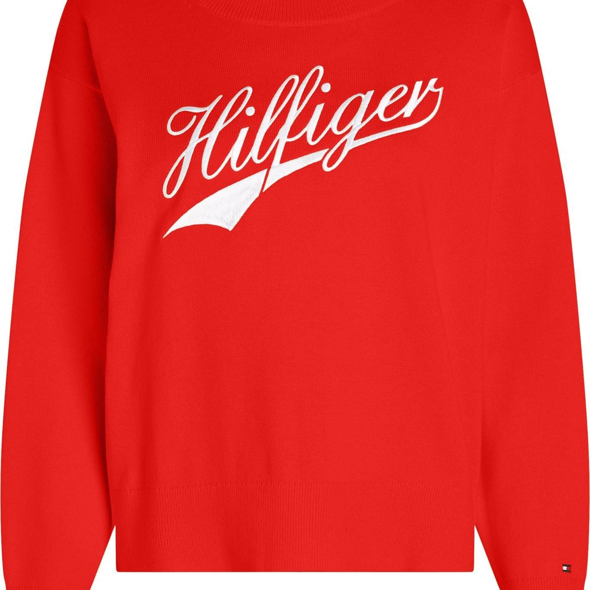 TOMMY HILFIGER - Saco rojo regular con mangas largas y cuello redondo Tommy Hilfiger