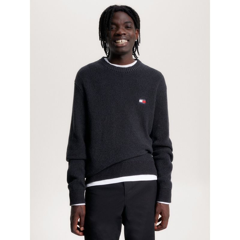 TOMMY HILFIGER - Sacos negro regular de punto canal Tommy Jeans