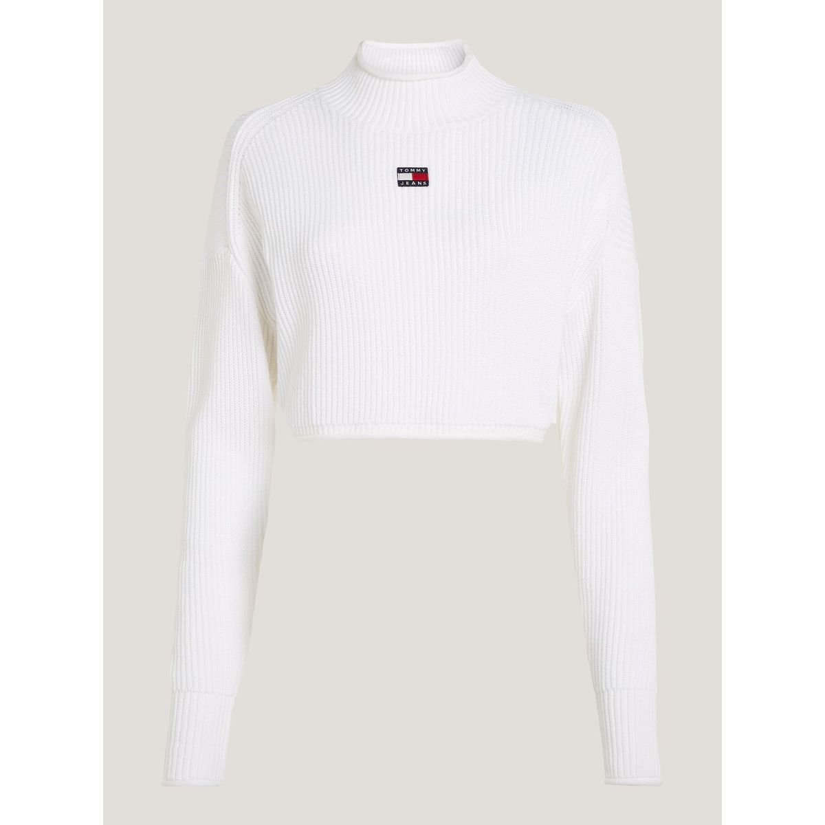 TOMMY HILFIGER - Saco blanco cropped teñido en prenda con parche Tommy Jeans