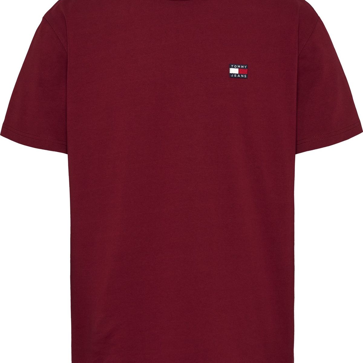 TOMMY HILFIGER - Camiseta roja de corte clásico con parche Tommy Jeans