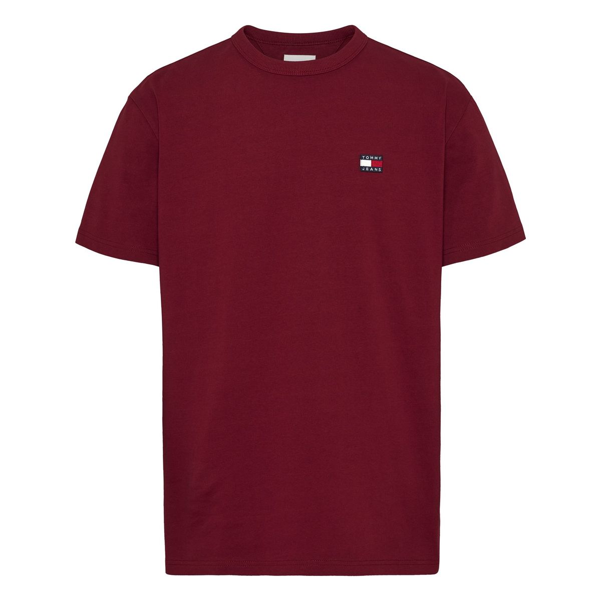 TOMMY HILFIGER - Camiseta roja de corte clásico con parche Tommy Jeans