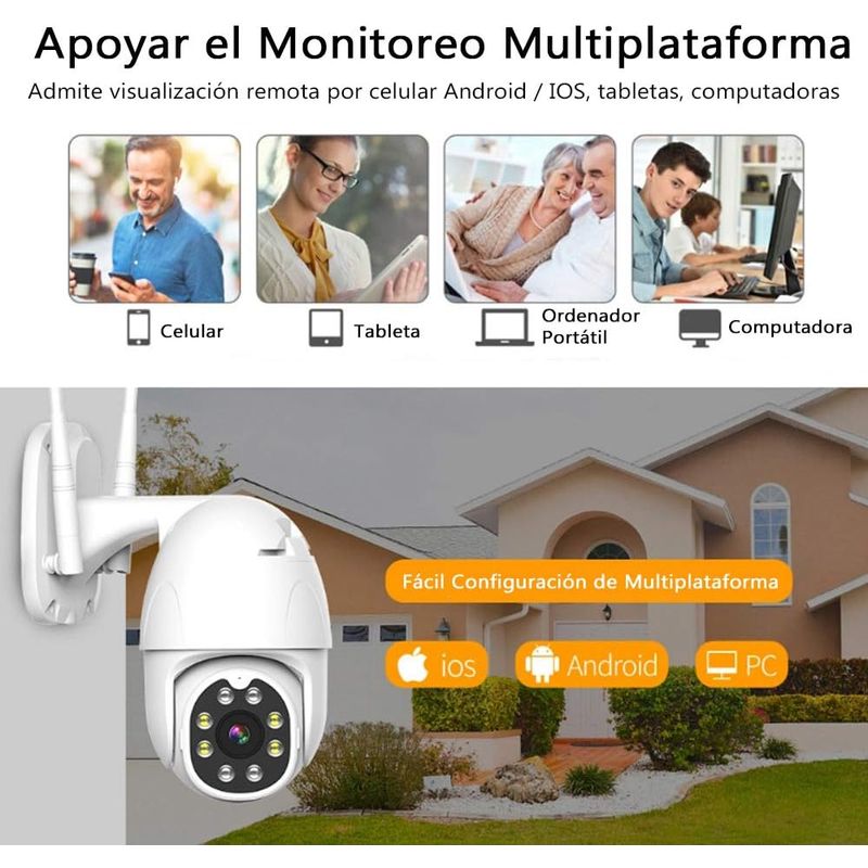 GENERICO - Cámara Exterior Robótica 360° Ip Wifi Resiste Agua Y Sol