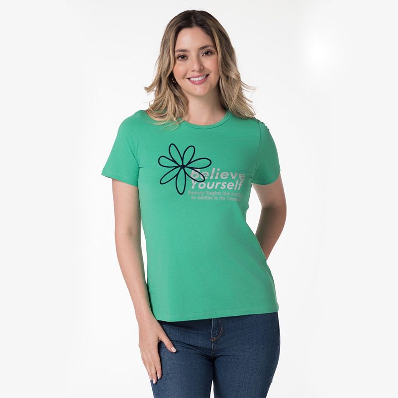 LEC LEE - Camiseta manga corta para mujer Lec Lee - Verde