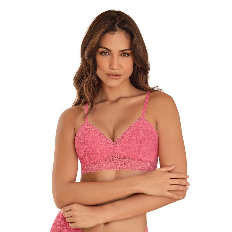 LEONISA - Leonisa Bralette triangular con base y espalda anchas en encaje