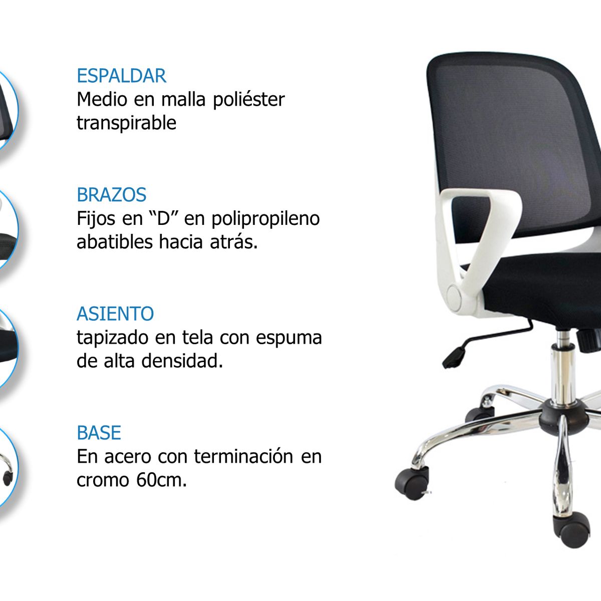 GENERICO - Silla De Escritorio Birmania Ejecutiva blanca - Mobili shop