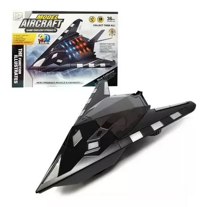 GENERICO - Avión Militar F-117 Movimiento Sonido Luces Juguete