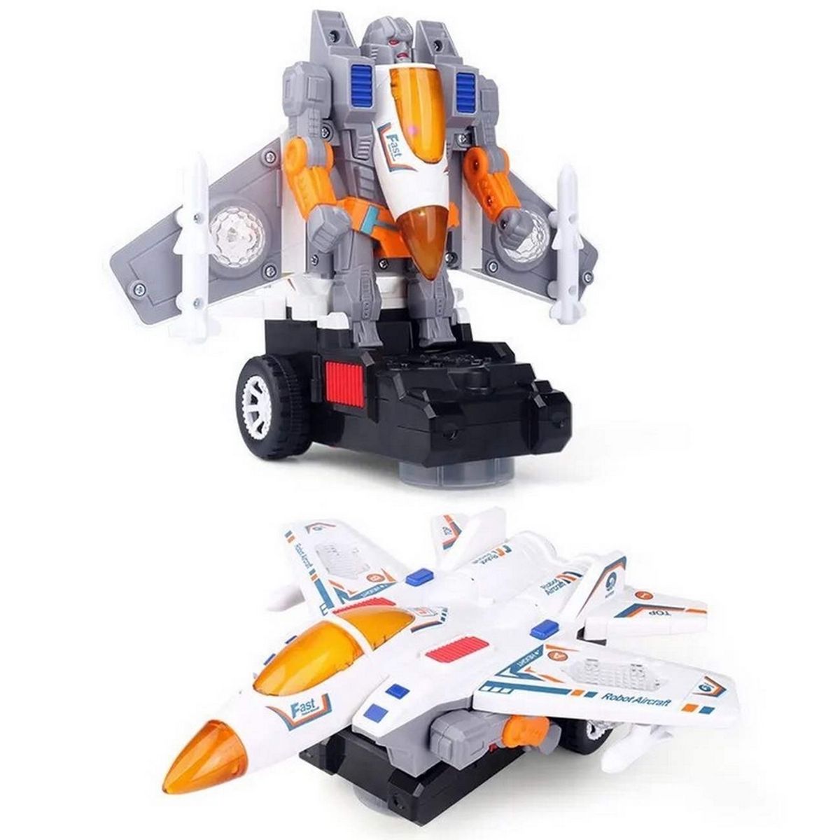 GENERICO - Robot Transfomers Avion Militar Luces Sonido Niño