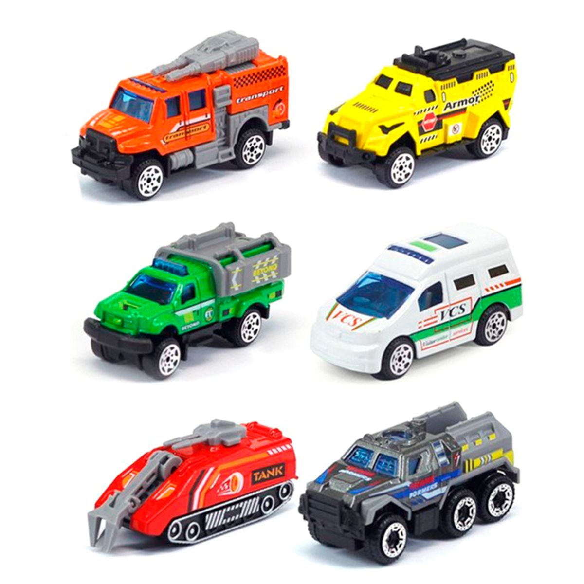 GENERICO - Colección Carros Vehiculos Mixtos De Metal 6 Pcs Juguete