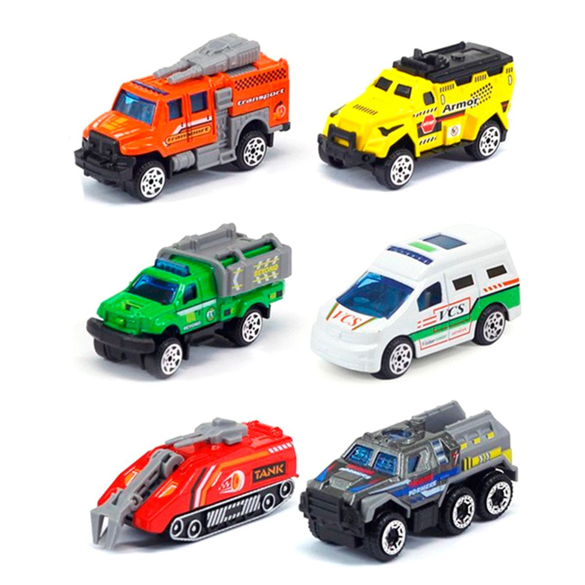 GENERICO - Colección Carros Vehiculos Mixtos De Metal 6 Pcs Juguete