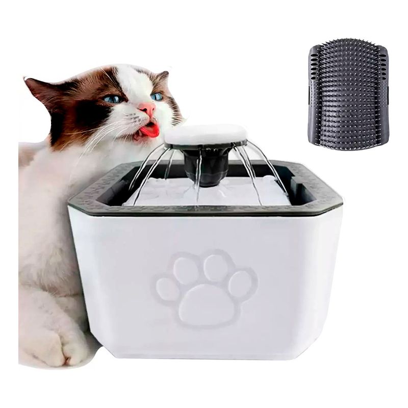 XALTA - Combo Fuente De Agua Para Gatos Y Perro + Rascador Esquinero