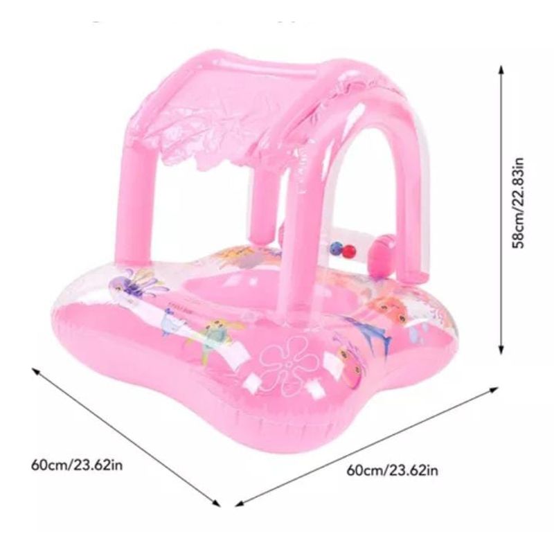 GENERICO - BOTE FLOTADOR INFLABLE TECHO ROSADO