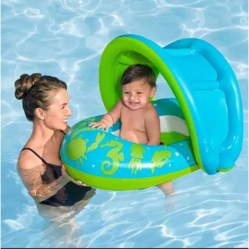 BESTWAY - Flotador Para Bebe Con Techo 8OCM AZUL VERDE
