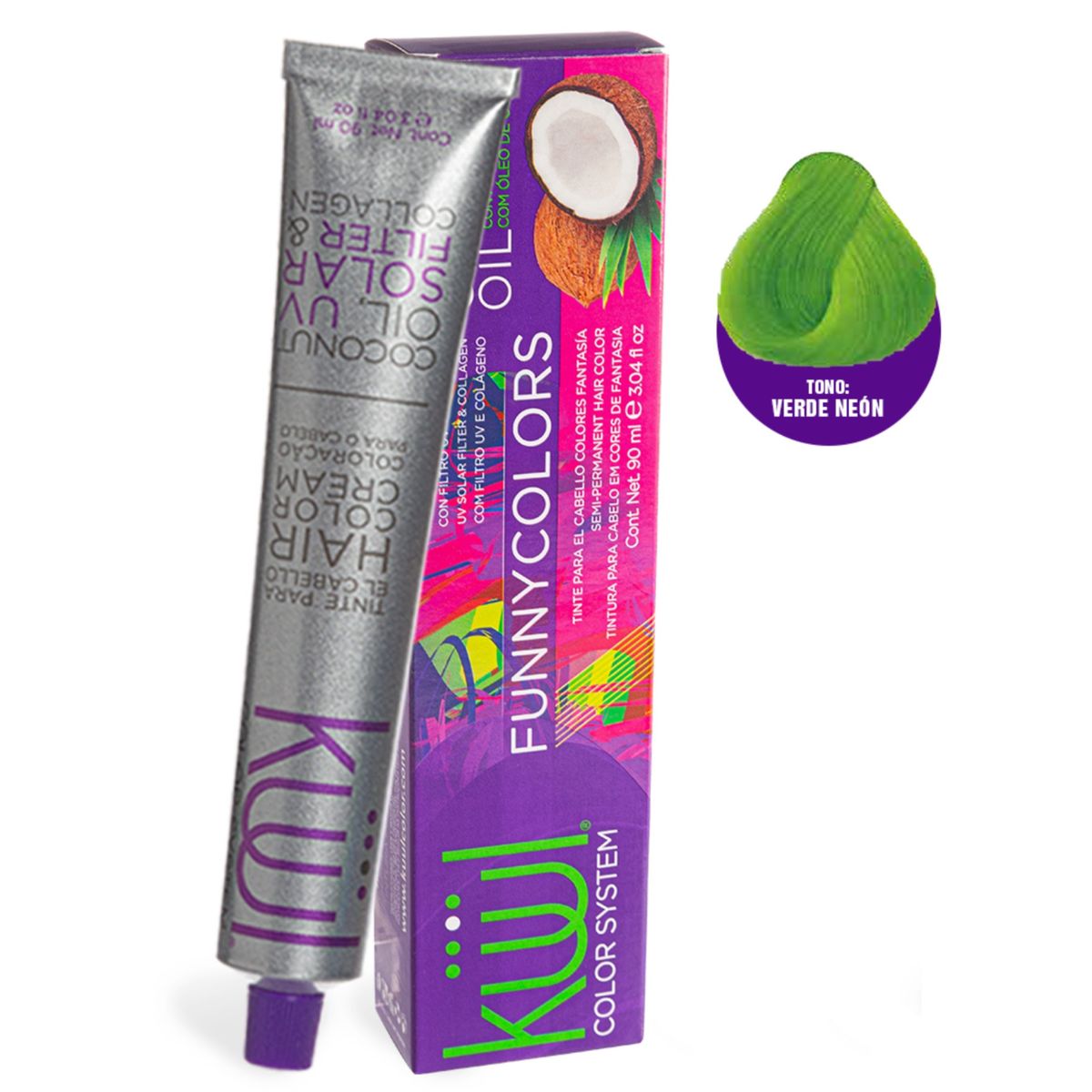 GENERICO - Tinte Para el Cabello Kuul Funny Colors Fantasia Verde Neón 90ml