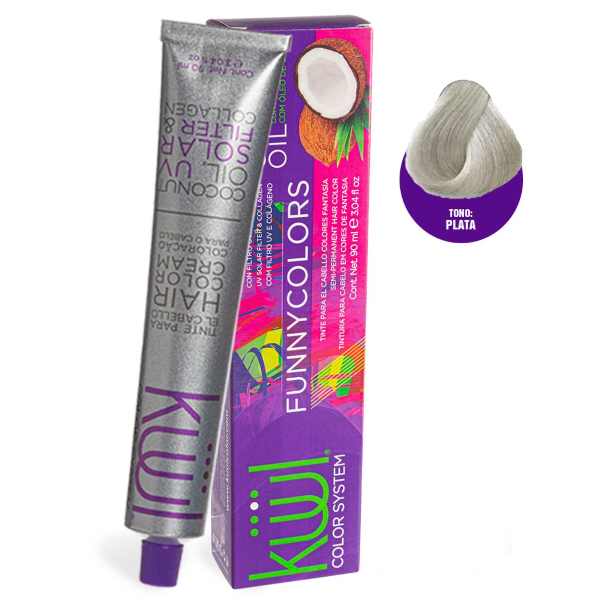 GENERICO - Tinte Para el Cabello Kuul Funny Colors Fantasia Plata 90ml