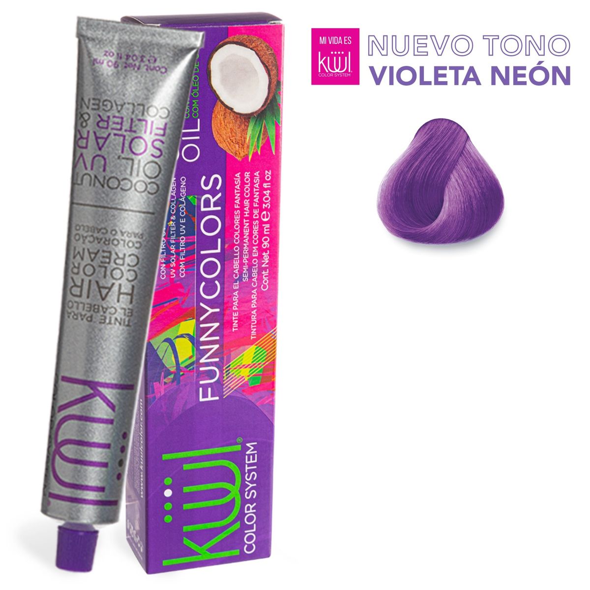 GENERICO - Tinte Para el Cabello Kuul Funny Colors Fantasia Violeta Neón 90ml