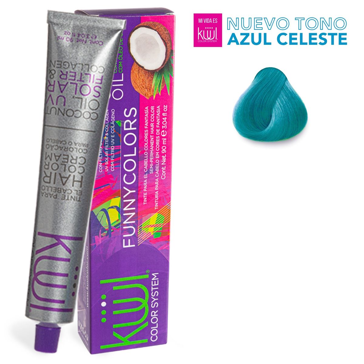 GENERICO - Tinte Para el Cabello Kuul Funny Colors Fantasia Azul Celeste 90ml