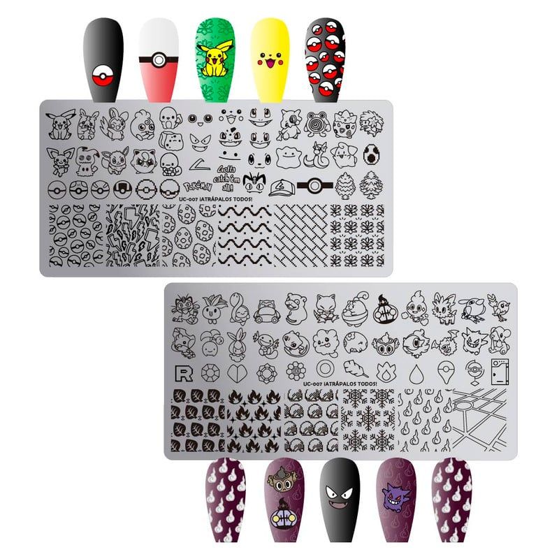GENERICO - Placa Stamping Decoracion de uñas Nail Art Anime Pokemn