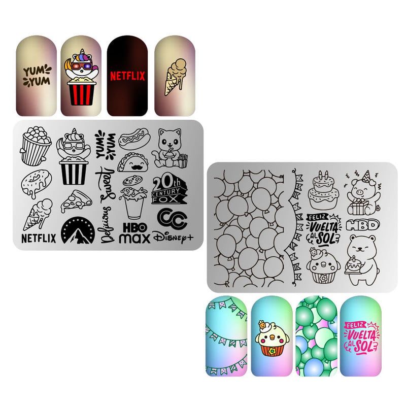 GENERICO - Mini Placa Metalica Stamping Decoracion de uñas Comida