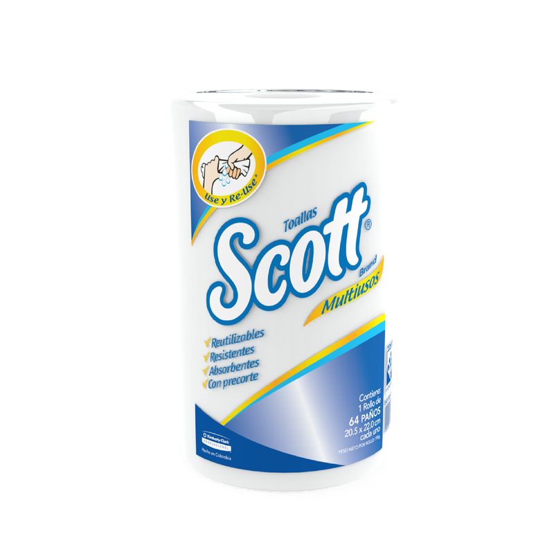 SCOTT - Paños de limpieza Scott Multiusos 1 Rollo Regular x 64 paños