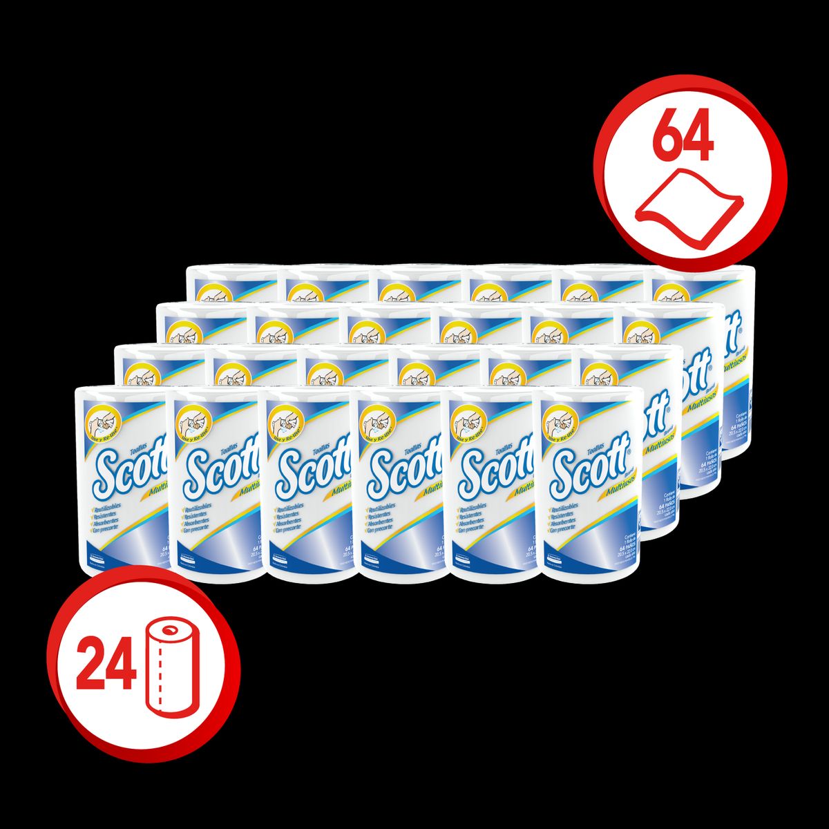 SCOTT - Paños de limpieza Scott Multiusos 1 Rollo Regular x 64 paños
