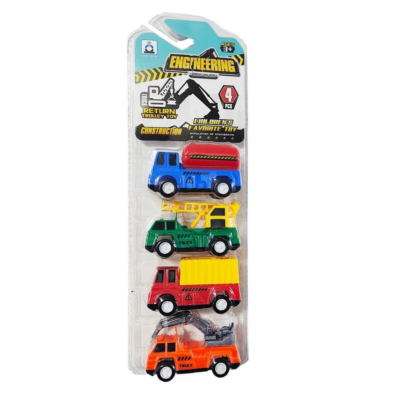 GENERICO - Carros De Impulso Juguete Set X 4 Construcción Grua Niños