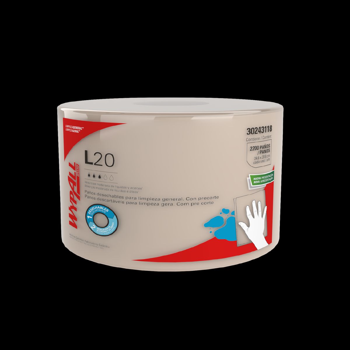 WYPALL - Paños de limpieza desechables Wypall L20 Rollo Jumbo