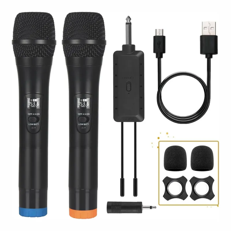 TECNOHOGAR JS - Microfono Inalambrico Doble Profesional Wg200 Con Receptor