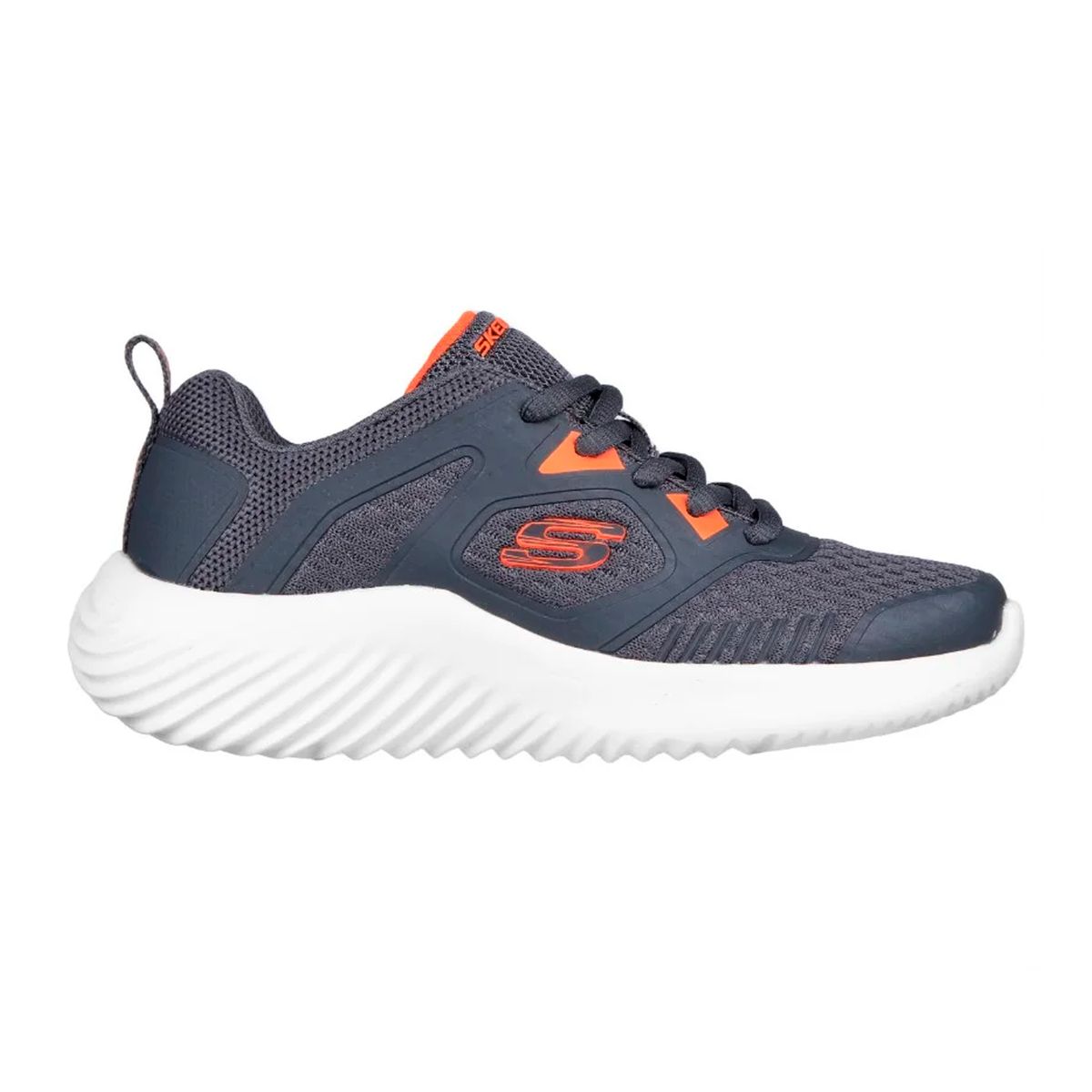 SKECHERS - TENIS SKECHER Gris PARA NIÑO SK BOUNDER ROZERG CHARCOAL ORANGE