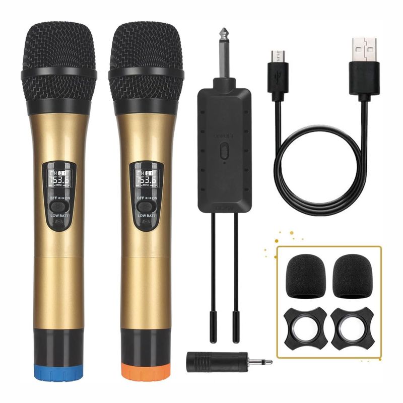 TECNOHOGAR JS - Microfono Inalambrico Doble Profesional Wg200 Con Receptor