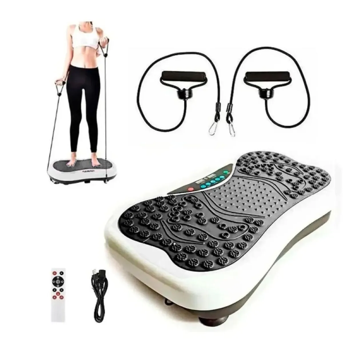 ZHOPI CO - Plataforma Vibratoria Fitness Con Lazos Elasticos