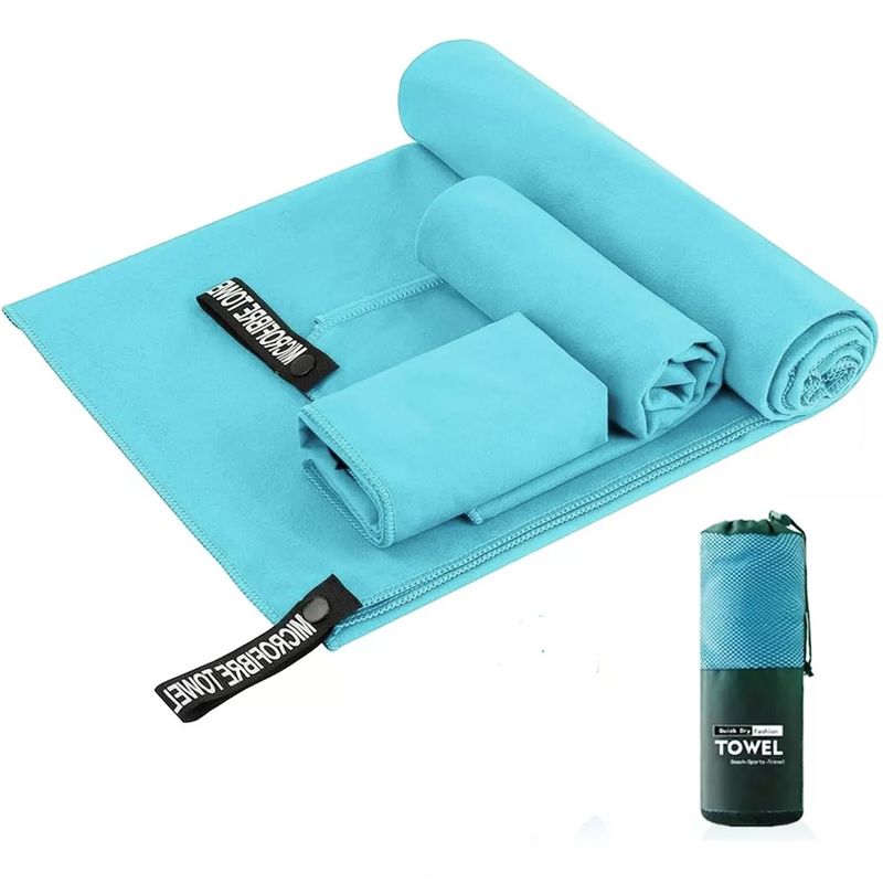 ONE PIXEL - Toalla Microfibra Deportiva Set De 3 (40x40 + 80x40 + 155x85) ONE PIXEL