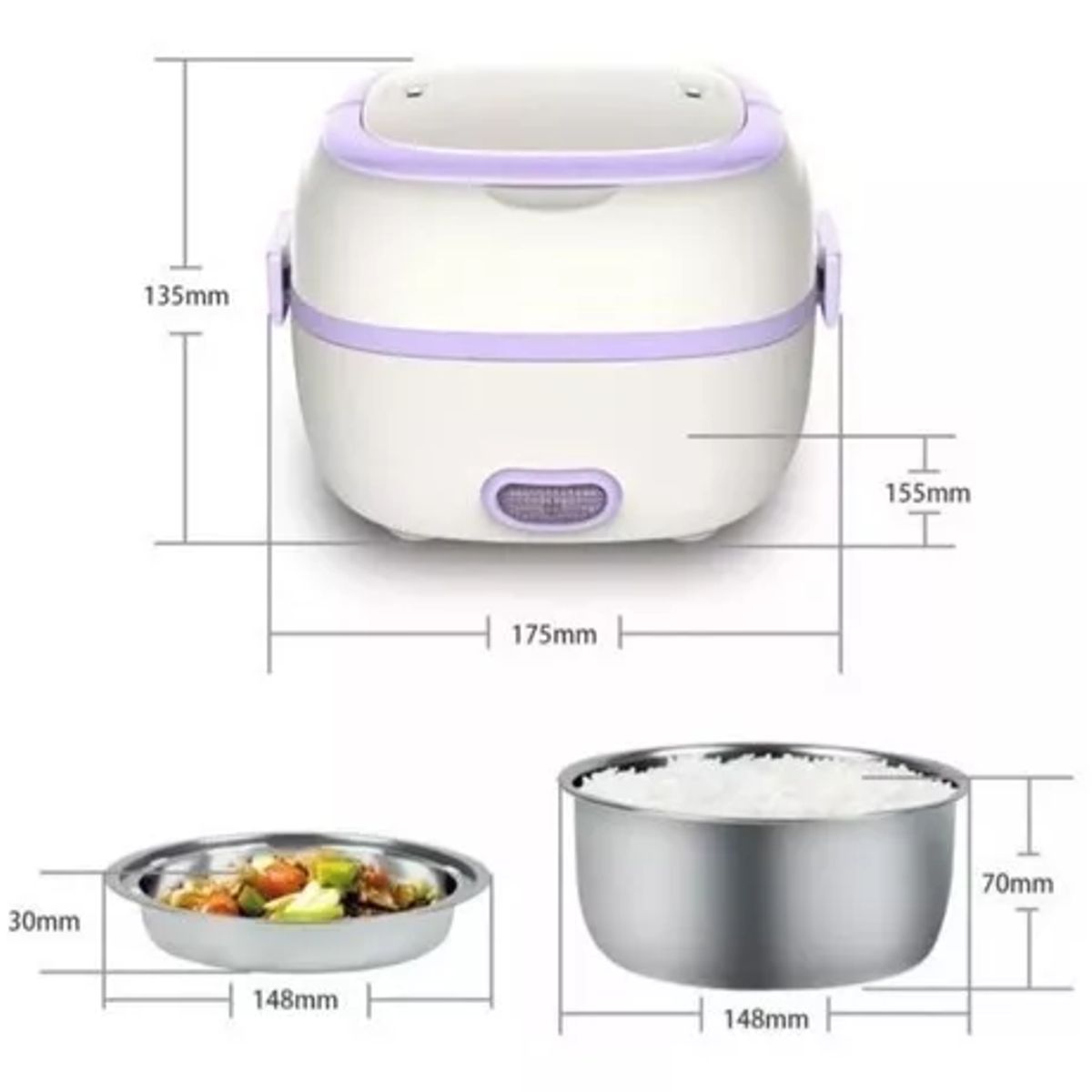 GENERAL - Lonchera Metálica Porta Calentadora Eléctrica De Comida