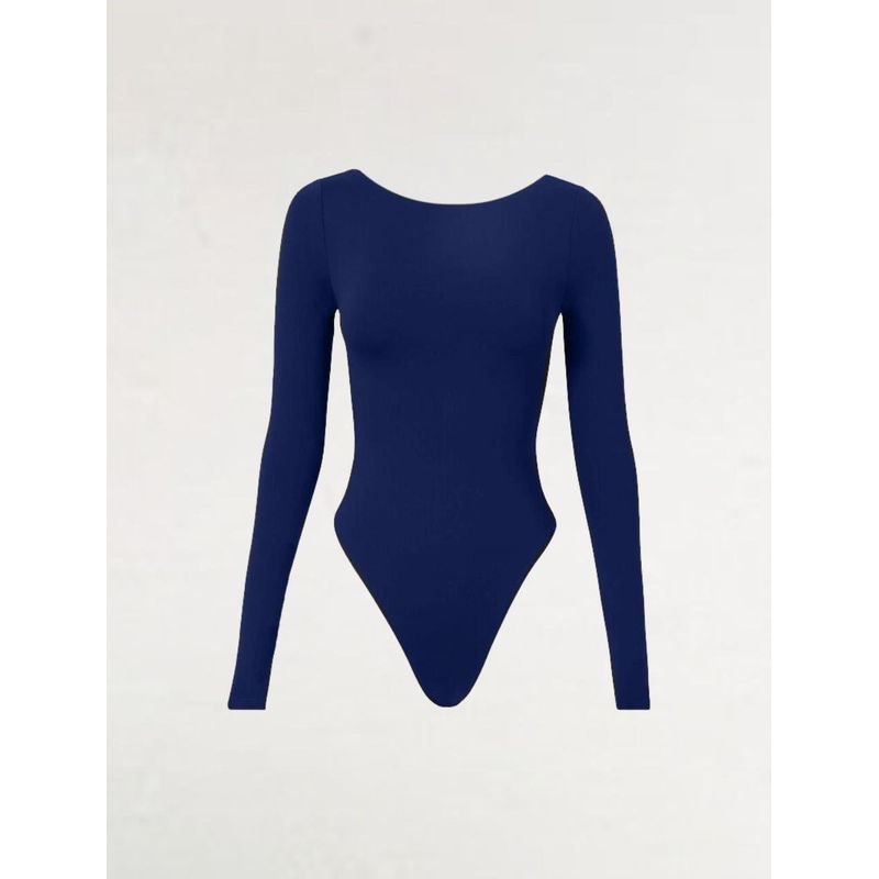 MOLGOA - Body Para Mujer Escote Redondo en Espalda - The Essential Azul Noche