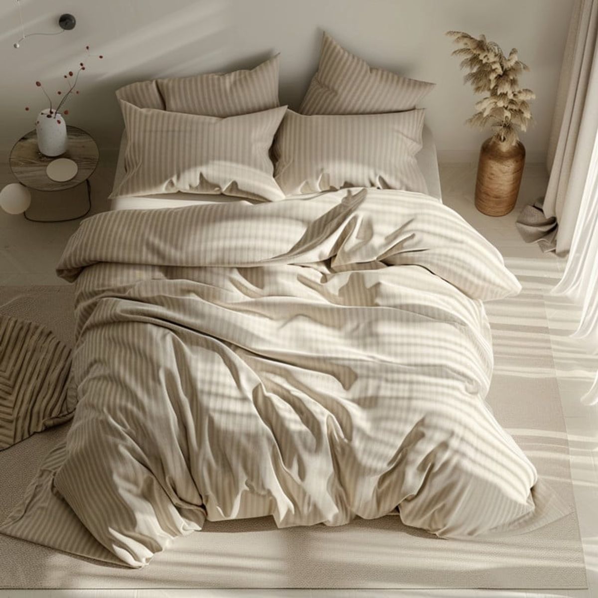 KARYTEX - Fundas Duvet A Rayas + 2 Fundas De Almohada Queen Beige.