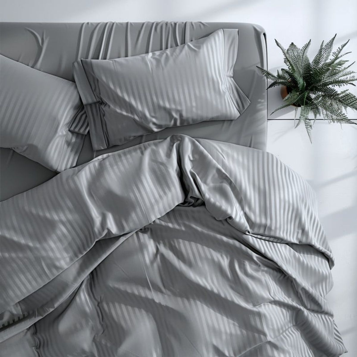 KARYTEX - Fundas Duvet A Rayas + 2 Fundas De Almohada Doble Gris.